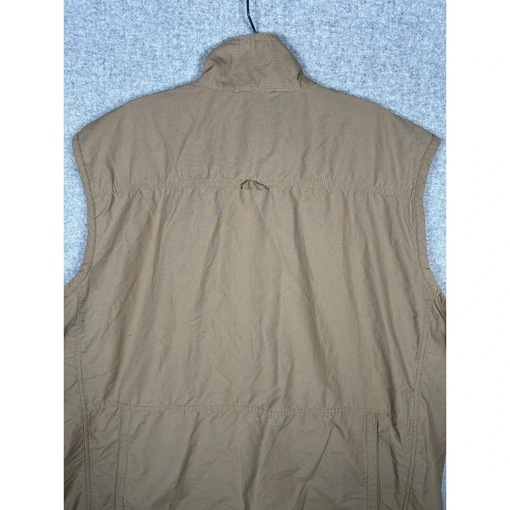 Vintage Redhead XL Mens Fishing Vest Tan Pockets Sleeveless Jacket Zip Mock Neck
